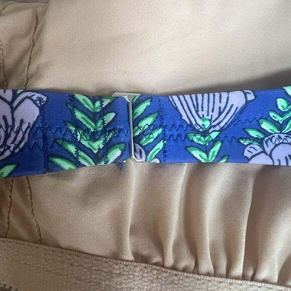 J. Crew Factory Blue Once Piece Cut Out Strapless Swimsuit Size M Flora Bandeau - Picture 9 of 12